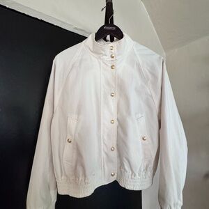 J. Crew White Bomber Jacket with Gold Buttons